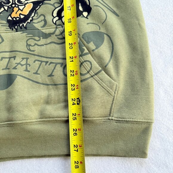 Ed Hardy Men's Olive Green Panther Tattoo Hoodie Sweatshirt Size Small NWT - Picture 9 of 12